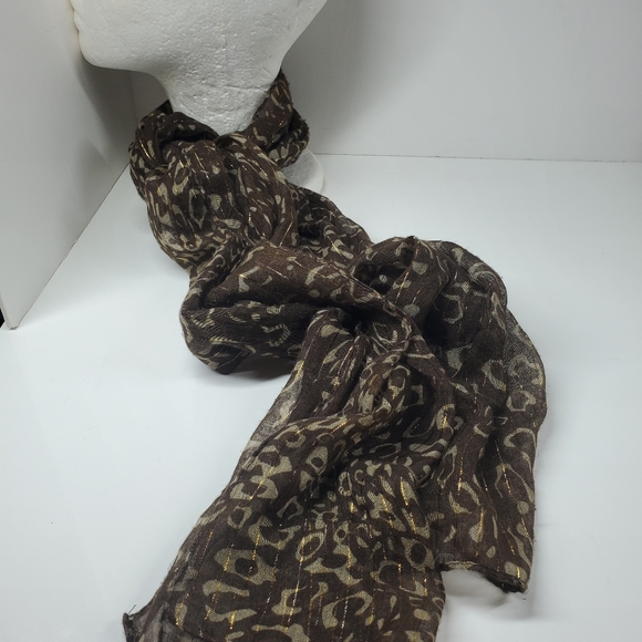 Brown Cheetah Leopard Sheer Neck Scarf Shawl Shoulder Wrap - Picture 5 of 8